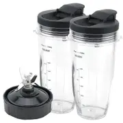 Blender for Ninja, 2 24Oz Cups with To-Go Lids, 7 Fins Extractor Blade, for Auto IQ BlackClear