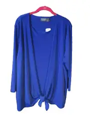 NWT CHICO'S 3 / XL Blue Stretch Tank Top Shirt & 3/4 Sleeve Tie Front Jacket