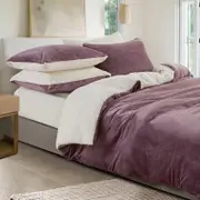 Gioia Casa 2-in-1 Teddy Sherpa Quilt Cover Set & Blanket Mauve (Single, Double, Queen, King, Super King)