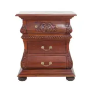 Solid Mahogany Wood 3 Drawers Dynasty Bedside Table Bedroom Furniture