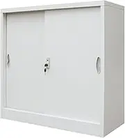 Office Cabinet with Sliding Doors Metal 90x40x90 cm Grey,Office Filing Cabinet with Lockable Sliding Doors, Height Adjustable Shelf for File Sorting and Storage, Durable Metal Construction, Grey Livin