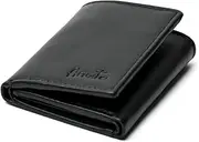 [Arnate] Mens Genuine Leather Tri-Fold Wallet RFID Blocking Black Brown Tan Gift Idea (Black)