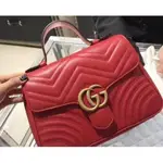 GUCCI GG MARMONT MATELASSE 肩背包 手提包 498100 紅色 /黑色 現