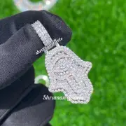 Men's VVS1 Natural Moissanite Custom Make Hamsa Hand Pendant 925 Sterling Silver