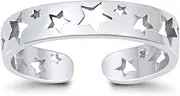 [Blue Apple Co.] Stars Toe Ring Band Adjustable 925 Sterling Silver For Women (4mm)