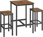 Bar Table and Chairs Set, Square Bar Table with 2 Bar Stools, Dining Pub Bar Tab