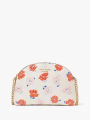 Morgan Dotty Floral Embossed Double-zip Dome Crossbody