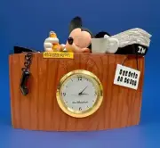 Disney World Mickey Mouse Sleeping at Desk Clock Figurine Opened box.