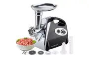 EUROCHEF Electric Meat Grinder, Stainless Steel Mincer Sausage Filler Kibbe Maker, Black