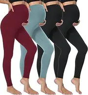 [Dalavch] 4 Pack Women's Maternity Leggings Over The Belly High Waisted Black Yoga Workout Pregnancy Pants Activewear for Women