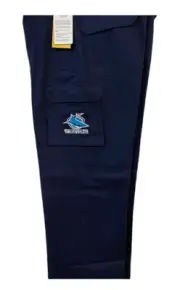 CRONULLA SHARKS NRL TEAM LOGO NAVY CARGO PANTS TRADIE WORKWEAR WORK WEAR