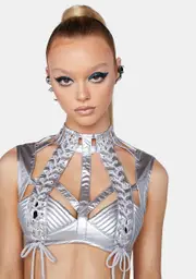 [Club Exx] Chrome Rude Awakening Harness Bra Top