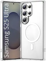 TR4U Clear Magnetic Case Compatible with Samsung Galaxy S25 Ultra [Anti-Yellowing][Military Grade Drop Protection], Hard Back Cover, Compatible with MagSafe Accessories for S25 Ultra 6.9" (2025)