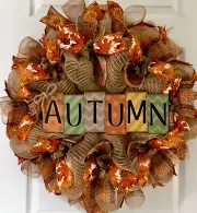 Autumn Burlap Wreath Handmade Deco Mesh