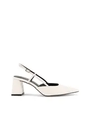 Yasmine Slingback Heels - Chalk White Croc Leather