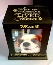 Personalized Pet Urn Memorial Custom Engraved |Cat - Dog Wood Urn Cremation Box