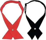[NiceYnn] 2pcs Cross Bow Tie for Women Men, Pre-Tied Necktie Adjustable Button Girls Boys School Uniform Neck Ties, Solid Color Adults Teens Bowtie for Cosplay T-shirt Accessory
