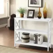 Hall Console Table Entry Hallway Side Table Book Shelf Display Wooden White