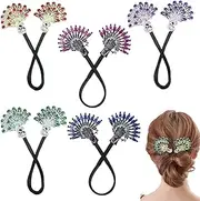 5 PCS Crystal Hair Bun Maker Peacock Shape Twist Hairstyle Bun Fashion Lazy Hair Curler Elegant Rhinestone Hair Clips Bun Maker for Long Hair, Easy Fast Snap Roll Hair Tool for Women Girls （2 Styles）