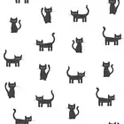 Wallpaper Black Kitty Cats on White Background, 56 sq ft Bolts
