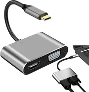 to DVI VGA Adapter, Male to Female Multi-Display Converter, 4-in-1 Portable Multiport Hub, High-Resolution Monitor Connector, Ideal for Home Theaters and Workstations