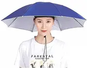 Umbrella Hat,Rainbow Adult Cap with Head Strap,Sun Umbrella,Portable Folding Waterproof Headwear for Beach,Golf, Hiking- Royal Blue||69cm