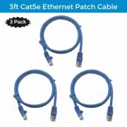 3 Pack: Cat5e Blue Ethernet Patch Cable RJ45 for- Router Xbox PS4 - Length: 3ft