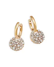 Bloomingdale's Fine Collection Diamond Drop Hoop Cluster Earrings in 14K Yellow Gold, 1.0 tcw