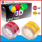 4PK (2Red+2Yellow) LabelTape 3D Fit For Dymo Maxi 1755 Label Makers