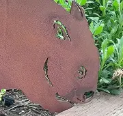 Wombat Garden Stake - Australian Made Rusted Metal Garden Art