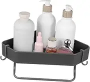 SOLUSTRE 1 Set Corner Shelf Wall Mount Bathroom Organizer Rack No Drilling Design with Rod for Efficient Storage for Spaces Space Saving Grey