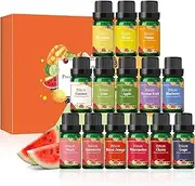 Fruity Fragrance Oils Set, ESSLUX 14 Premium Fruit Scented Oils for Diffuser, Soap Candle Making Scents, Coconut, Peach, Watermelon, Pineapple and More, Aromatherapy Essential Oils Gift Set for Home