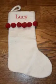 West Elm Pom Pom Felt Stocking Lucy Monogram NEW NWT