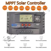 Solar Charge Controller MPPT Panel Battery 12V/24V Regulator Dual USB Port 100A