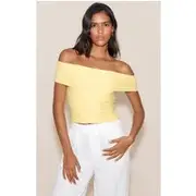 Lemon Soft Touch Bardot Long Top, Lemon