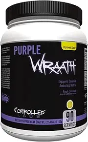 Purple Wraath by Controlled Labs, BCAA and EAA Amino Acid Supplement, 45 or 90 Servings with Endurance Blend Intra Workout Powder, Optimal Endurance, Focus, and Stamina (Lemonade, 90 Servings)