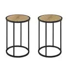 Maestro Furniture Set Of 2 Chevron Round Wood Top Metal Frame End Lamp Side Tabl