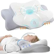Cervical Neck Pillow - Ergonomic Bed Pillow for Neck Pain Relief Contour Memory Foam Pillow Side Sleeper Pillow for Sleeping Cooling Neck Support Pillows for Back & Stomach Sleepers with Pillowcase