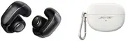 Bose Ultra Open Earbuds (Black) with Bose Silicone Case Cover (White Smoke)