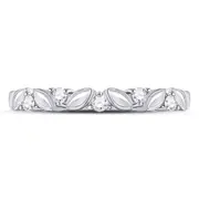 14k White Gold Round Diamond 5-Stone Stackable Band Ring 1/10 Cttw