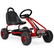 Costway Pedal Go Kart 4 Wheel Pedal Powered Ride On Toy Racer Pedal Car Red