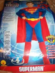 Boy's Size Medium 8-10 Muscled Superman Super Man Halloween Costume New