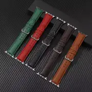 Leather Apple Watch Band for series 3 2 4 5 SE 6 7 8 9 10 Ultra Green Brown