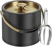 3.2L Modern Insulated Ice Bucket with Silicone Lid, Scoop, Strainer, Double Wall Stainless Steel Ice Bucket for Parties & Cocktail Bar,Ideal for Gift