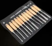 1Set 12Pcs Hand Wood Carving Chisel Knife Chip Detail Carpentry Woodworking Tool