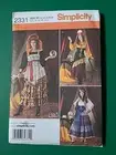 Simplicity 2331 Gypsy Fortune Teller Esmeralda Costume Sewing Pattern Size 14-22