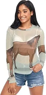 [RPLIFE] Brown Horse Mesh Top, Sheer Blouse S-XXL
