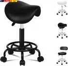 Salon Stool Saddle Swivel Drafting Rolling Stools in 50-64.5Cm Height Adjustable