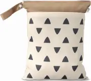 Waterproof Reusable Cloth Diaper Wet Bag 2 Zipper Pockets Handle Sand Triangular