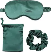Baluue Sleep Mask Set Hair Mask Patches Graphene Eye Mask Blindfolds Sleep with Bag Sleep Headband Soft Eye Cover Plush Masks Gel Satin Sleep Sleeping Mask Satin Eye Mask Lip Silk Green